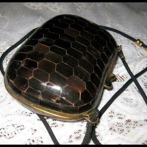 Womens Vintage 1950's ILAS New York Paris Shoulder Crossbody Purse BROWN MOP